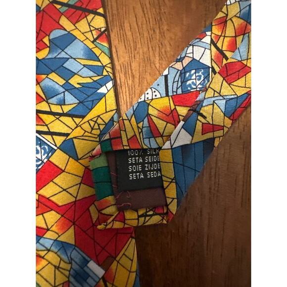 Vintage Harlequin Mondial LTD 100% Silk Tie and pocket handkerchief Artist Tekle - Picture 2 of 9